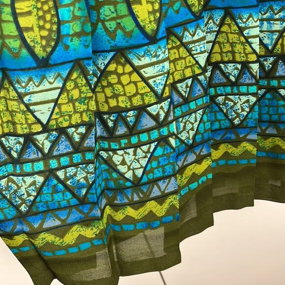 Intriguing Threads Skirt Size 4 Pleated Lined Green Southwest Print Polyester - Picture 2 of 8